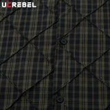 Plaid Spliced Fake Two Pieces Shirts Mens High Street Spring Loose Single Breasted Long Sleeve Lapel Shirts Shirts Men - Lootquake