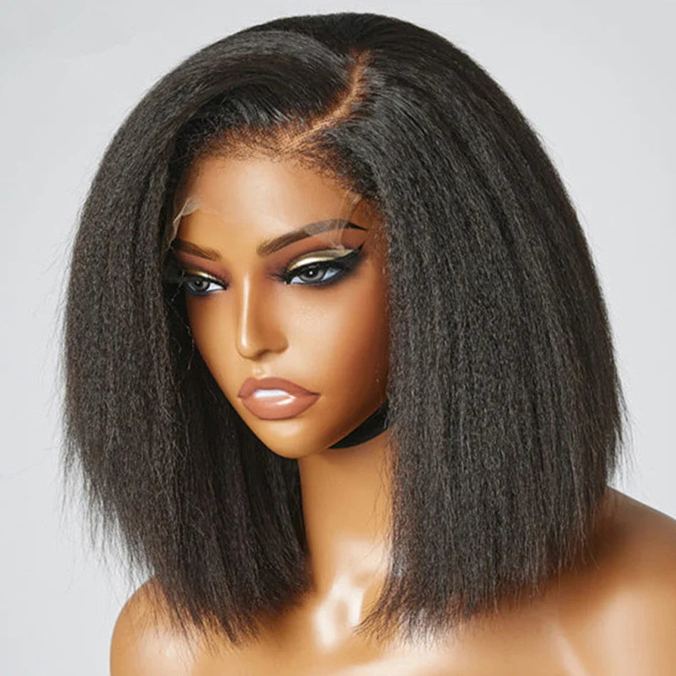 13x4 Glueless Kinky Straight Bob Wig | Ready-to-Wear | Brazilian Remy Human Hair