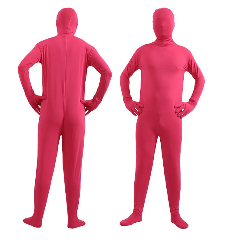 Halloween Costume for Adults & Kids Solid Black JumpSuit Invisible Man & Cat Character Men's Tight Invisibility Clothes