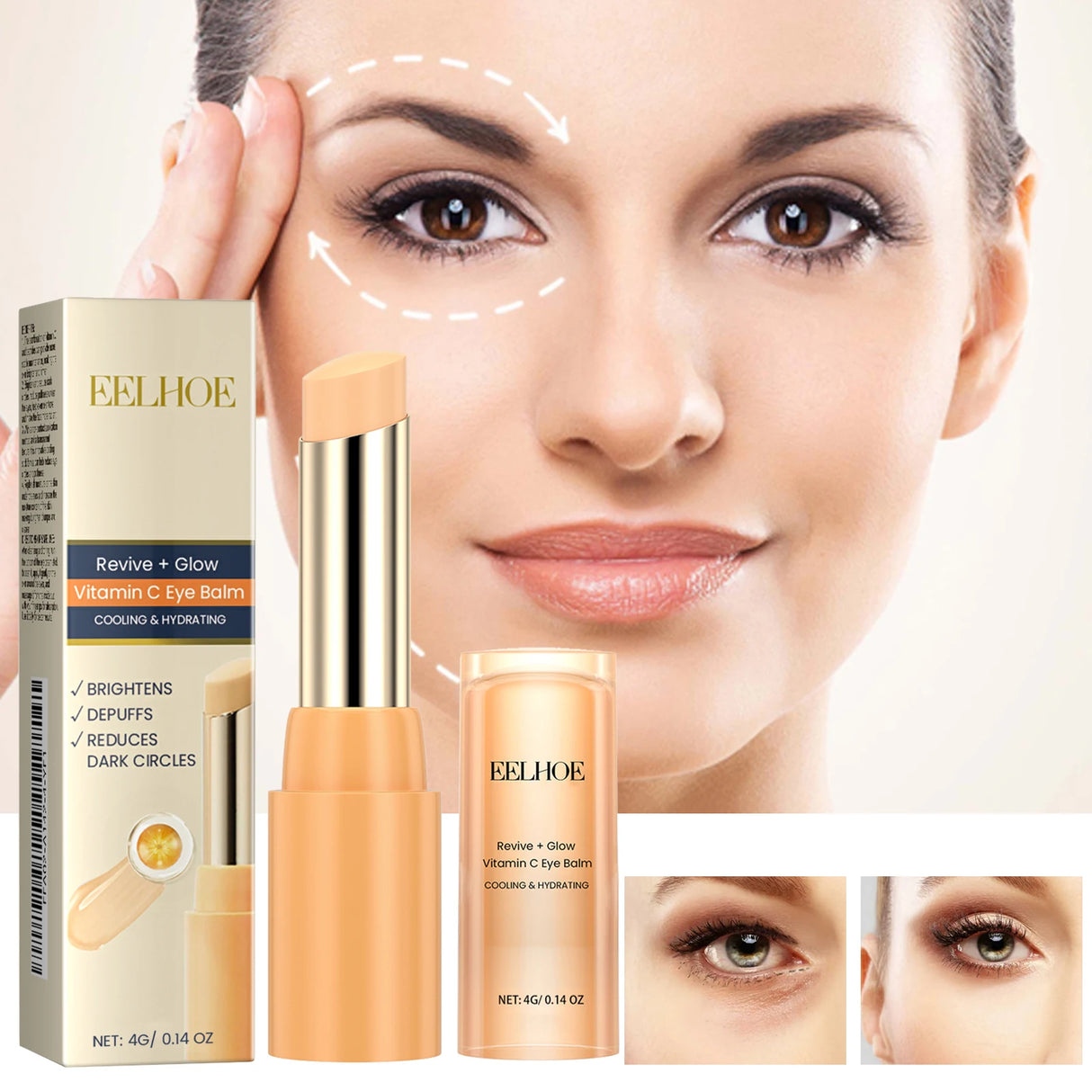 Crème contour des yeux à la vitamine C, baume hydratant anti-rides, élimine les poches sous les yeux, réduit les cernes et les ridules, crème contour des yeux anti-poches