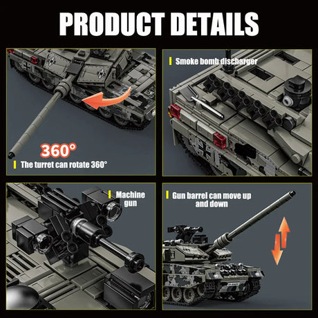 Military WW2 MOC Leopard 2A7 Army Main Battle Tank Soldiers Building Blocks Bricks M1 T90M Tank Set For Children Boys Gifts - Lootquake