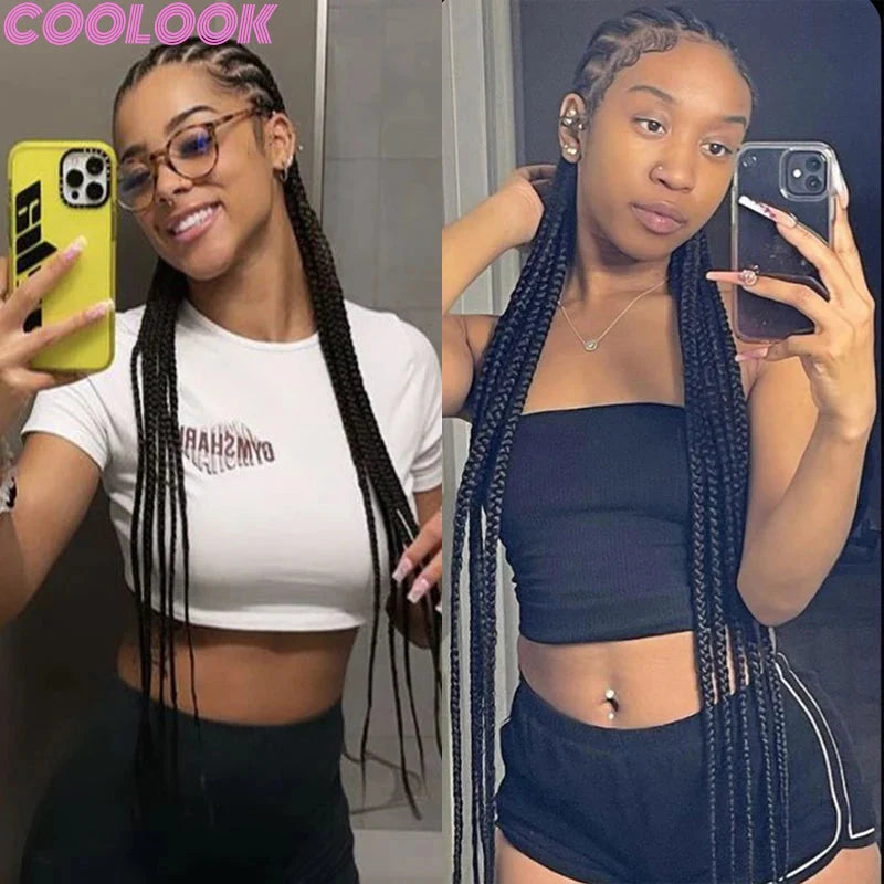 36" Blonde Goddess Braids Wig | Jumbo Plaits | Full Lace Front | Knotless | Handmade