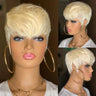 613 Honey Blonde Pixie Cut Straight Wig with Bangs | Glueless Peruvian Remy Human Hair