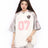 Silver 2024 New Summer Retro Number 3 Jersey for Women Street Contrasting Patchwork Mesh V-neck Oversize Short Sleeved T-shirt - Lootquake