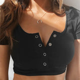 Women ladies Short Sleeve Crop top elegant Plain basic debardeur femme Tank Party bodycon bandage stretch Vest Tee tunique femme - Lootquake