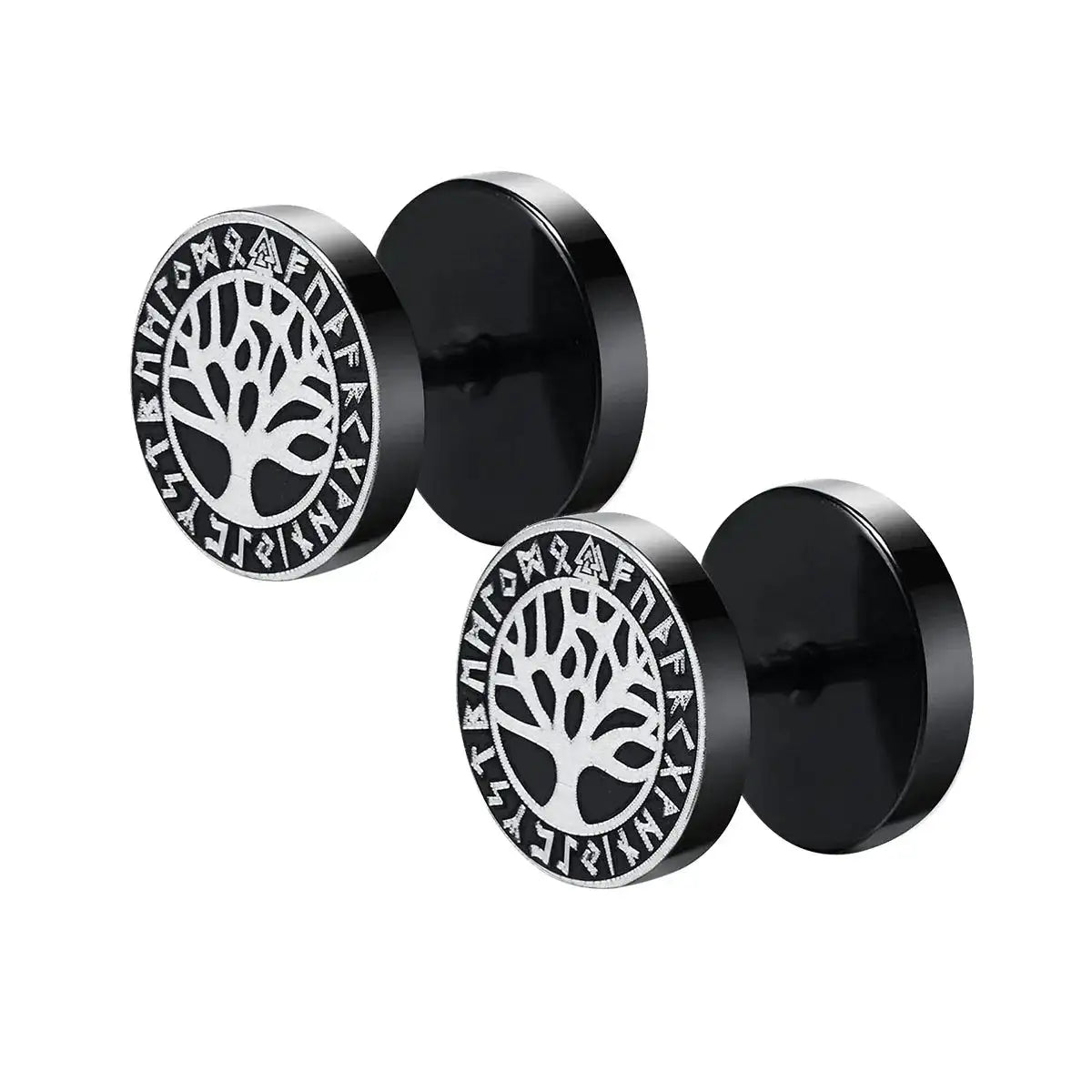 Gothic Norse Viking Runes Stud Earrings for Men Boys,Rock Punk Stainless Steel Valknut Wolf Head Compass Celtic Knot Earrings - Lootquake