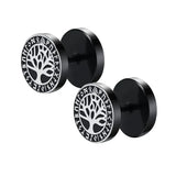 Gothic Norse Viking Runes Stud Earrings for Men Boys,Rock Punk Stainless Steel Valknut Wolf Head Compass Celtic Knot Earrings - Lootquake