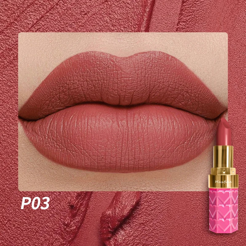 Matte Lipstick, 18-Color, Long-Lasting, Non-Stick Cup, Fade-Resistant, Velvety Texture, Luxurious Hydrating Lip Makeup For All-D