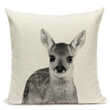 Black and White Cute Animals Cushion Cover - Animal Portrait Decoration Throw Pillow Case 45x45cm for Home Sofa Decor