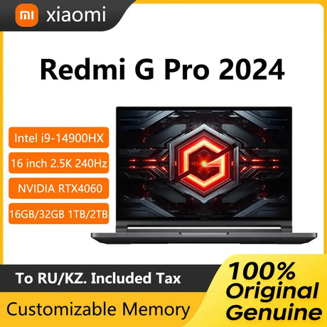 2024 Xiaomi Redmi G Pro Gaming Laptop 16 Inch 2.5K 240Hz E-Sports Screen Netbook i9-14900HX 16GB 1TB RTX4060 Gaming Notebook PC - Lootquake