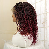 14" Burgundy Box Braids Wig | Full Lace | Kanekalon Fiber | Boho Braids | For Women