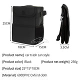 Cubo de basura con tapa y bolsillos de almacenamiento, 100 % a prueba de fugas, organizador impermeable, multiusos, color negro, para coche.