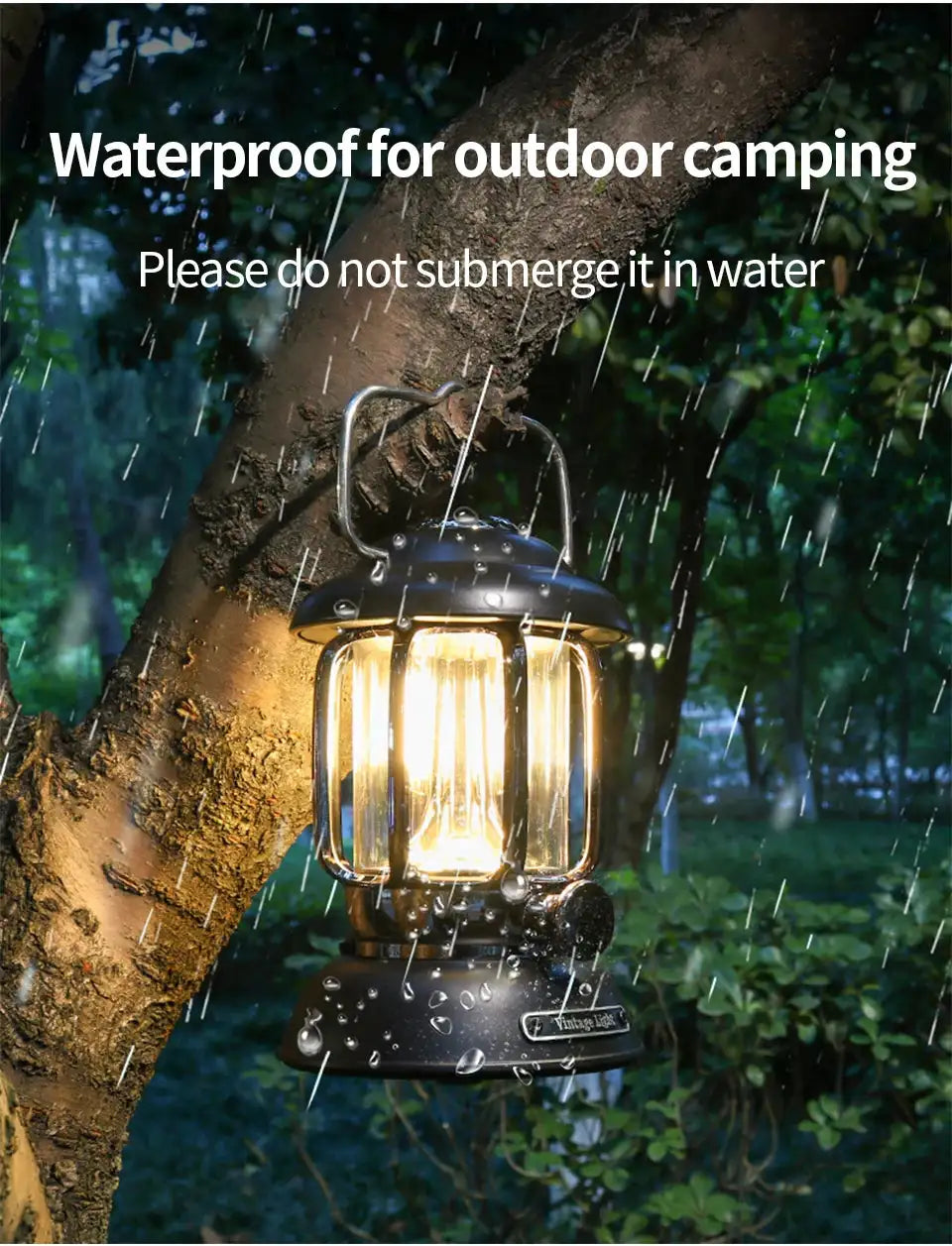 Outdoor Camping Lantern Portable USB Rechargeable Lamp Retro LED Light For Emergency Fishing Hiking Tent Nightlight Waterproof - Lootquake