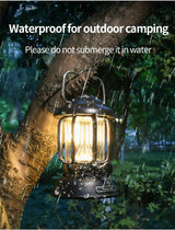 Outdoor Camping Lantern Portable USB Rechargeable Lamp Retro LED Light For Emergency Fishing Hiking Tent Nightlight Waterproof - Lootquake