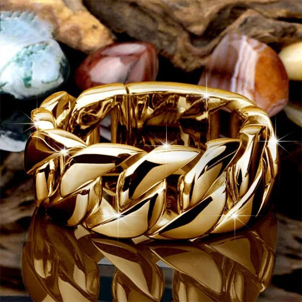 Mens Jewellery Hip Hop Punk Stainless Steel Rings for Men Luxury Cross Twist Chain Gold Jewelry for Women Gifts Anillo Hombre - Lootquake