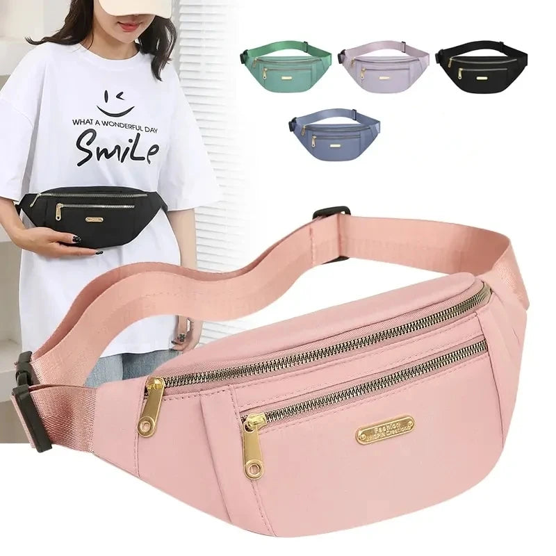 Women Waist Bag Fanny Pack Zipper Chest Bag Female Banana Bag Money Pouch Travel Shoulder Purse Belly Pocket Hip Bum Bag - Lootquake