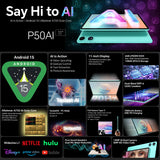 【Nouveau】 Tablette Android 15 Teclast P50Ai 11 pouces 90 Hz (6 Go + 10 Go) Max. 16 Go de RAM 128 Go Lpddr5 1280X800 Allwinner A733-Ai Octa-Core 7000 Mah Batterie Wifi-6 BT 5.4 Ai Tablettes PC