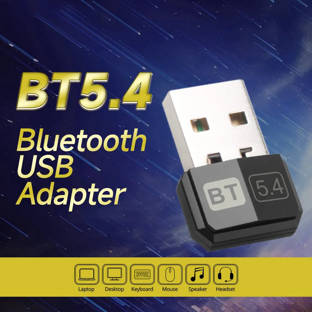 Adaptador USB Bluetooth 5.4 5.3 Dongle para PC, altavoz, ratón inalámbrico, teclado, música, audio, receptor, transmisor, unidad gratuita