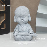 Buddha Stone Statue Little Buddhist Monks Tibetan Buddhism Figurines Zen Garden Ornament Meditation Home Aquarium Decoration