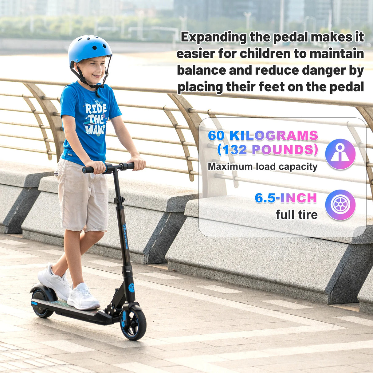 Trottinette électrique EVERCROSS TECH EV06C, pliable 6,5 pouces pour enfants de 6 à 12 ans, jusqu'à 15 km/h et 8 km, écran LED