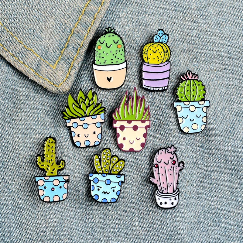 Cactus Succulent Enamel Pin Brooch Lapel Backpack Badge Jewelry