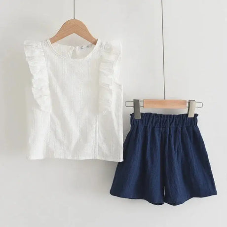 Bear Leader New Summer Casual Children Sets Chiffon Flowers Blue T-shirt Pants Girls Clothing Sets Kids Summer Set for 3-7 Years - Lootquake