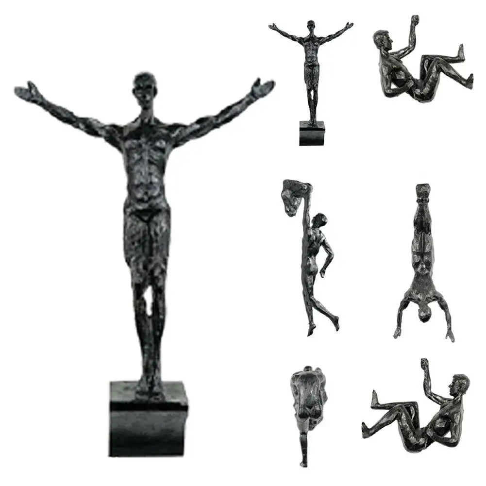 Escultura de resina de atleta moderna y sencilla para Navidad de 2024, escultura creativa de hombre escalador, escultura de pared acabada a mano para arte mural.