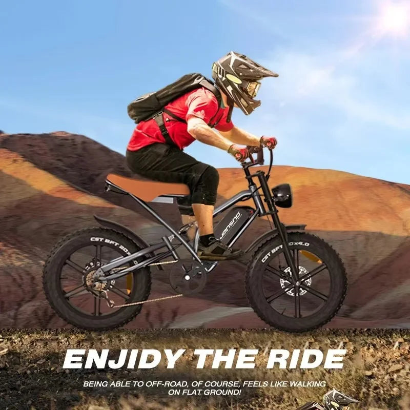 Bicicleta eléctrica X50P con motor de 750 W, batería de litio de 48 V y 14 Ah, estilo retro, para adultos, neumáticos anchos de 20 x 4,0 pulgadas.