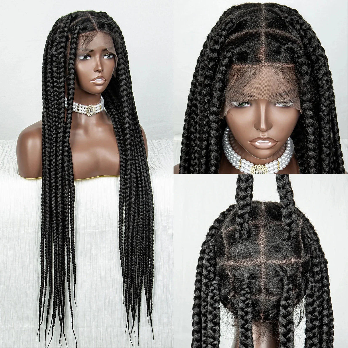 36" Orange Knotless Box Braids Wig | Transparent Full Lace | Baby Hair