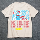 New Summer Hip Hop T Shirt Men Women Cactus Jack Harajuku T-Shirts WISH YOU WERE HERE Letter Print Tee Tops - Lootquake