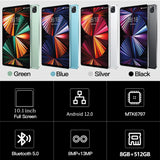 Tableta PC de 10,1 pulgadas, 8 GB de RAM, 512 GB de ROM, 10 núcleos, IA, aceleración, Google Play, 4G LTE, llamadas, SIM dual, WiFi dual, Android 12