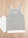Top Women's loose-fitting striped, spicy Casual Sleeveless Top with round neckline and off-the-shoulder outdoor tank top, summer - Lootquake