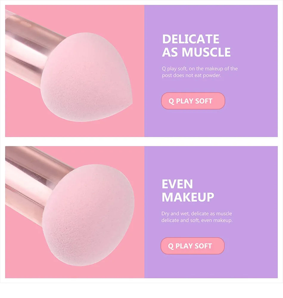 Lot de 3 pinceaux de maquillage pour femme, houppette à tête de champignon, pour fond de teint, correcteur, estompeur, avec manche lisse, outils de beauté