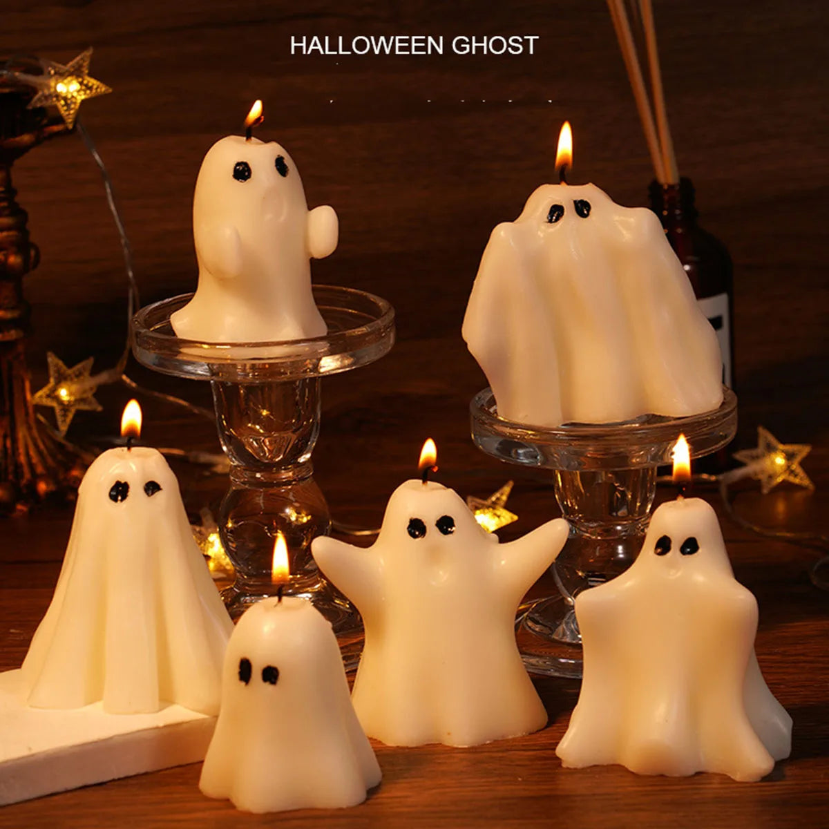 Bougie parfumée fantôme blanche d'Halloween, cadeau d'horreur, lanterne à thé, décoration de salle gothique, table à manger, fête, chambre à coucher