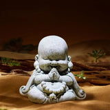 Adorno de Buda sonriente gordo de estilo chino, escultura de Buda de dibujos animados de arenisca verde, estatua de Buda tallada a mano