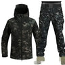 5XL Shark Skin Soft Shell Autumn and Winter Plush Thickened Mountaineering Tactics Training Breathable Windproof Charge Suit - Lootquake
