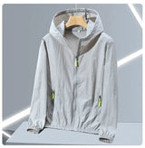 2023 Summer Men's Windbreaker Big Size Sun Protection Clothing Korean Style Ultra-thin Streetwear Zipper Hooded Jackets Man - Lootquake