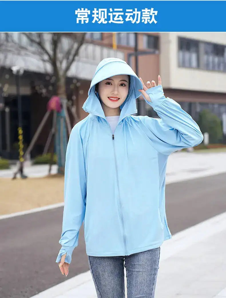 Ice Silk Sun UPF 50+ UV Protection Jacket Big Brim Thin Ice Silk Sun Protection Jackets UV Protection Hooded Windbreaker 4XL 5XL - Lootquake