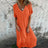 Cotton Linen Short Sleeve Loose Dress 2024 Summer Women's V-neck High Waist Long Dress Vintage Solid Color Straight Beach Dress - Lootquake