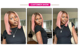 180% Density Dark Root Ginger Ombre Straight Bob Wig | Transparent T-Part Lace Front Human Hair