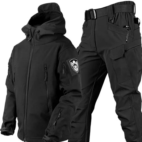 5XL Shark Skin Soft Shell Autumn and Winter Plush Thickened Mountaineering Tactics Training Breathable Windproof Charge Suit - Lootquake
