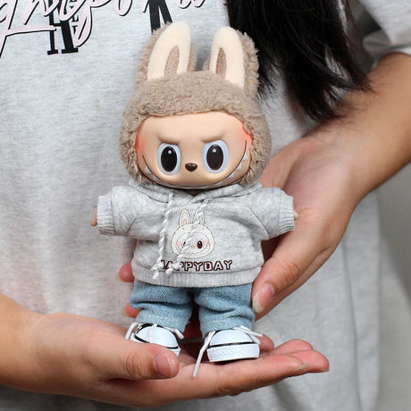 17cm Labubu Outfit Clothes Hoody Jeans Leisure Sports Set Kawaii Decor Ropa Labubu Accessories Doll Little Clothes DIY Kids Gift - Lootquake