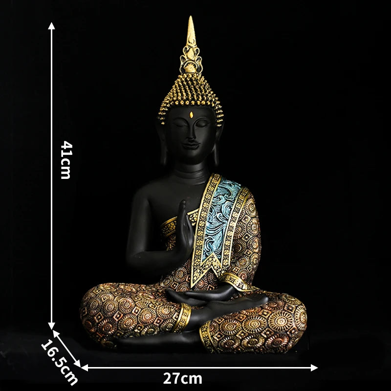 Estatua grande de Buda de Tailandia, escultura de Buda de resina verde hecha a mano, budismo hindú, fengshui, figura de meditación, decoración del hogar