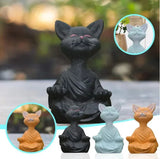 Meditation Cat Sculpture Garden Decoration Resin Yoga Sitting Zen Cat Home Ornament Outdoor Garden Figurine Home Decorations