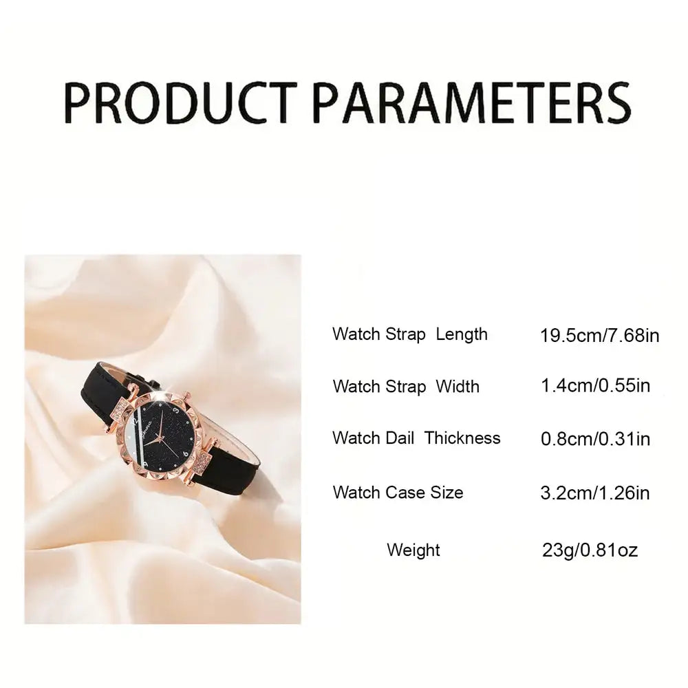 Womens Watches 5Pcs Set Luxury Rhinestone Women Fashion Elegant Wristwatch Quartz Watch For Girl WristWatch Bracelet Gift - Lootquake