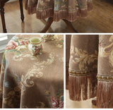 European Retro Style Jacquard Tablecloth Chenille  Tassels Home Furnishings Living Room Decorate Dustproof Round Tablecloth