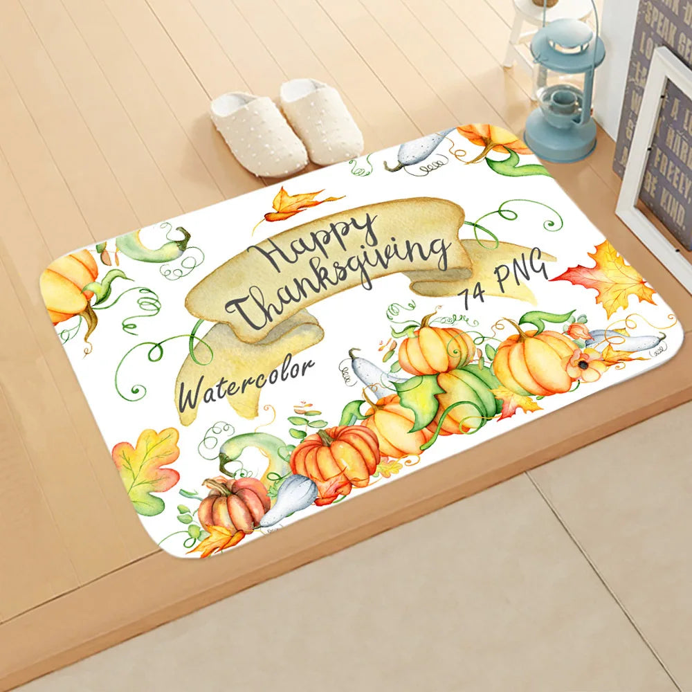 Halloween Theme  Pumpkin Witch Welcome Home Anti-Slip Door Mat Carpet  Decor Flannel Floor