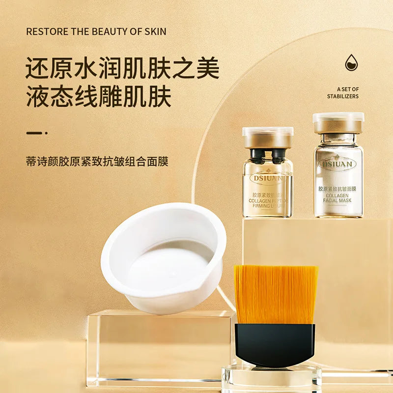 Korea 6 vials Collagen Peptides Freeze-Dried Powder Mask Kit Facial Firming Moisturizing Hydration Rejuvenating Skin Care Beauty