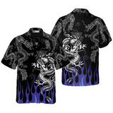 All Over Print Flame Dragon Pattern Hawaiian Shirts For Men Summer Short Sleeve Button Up Beach Shirts Blouse Mens Streetwear - Lootquake