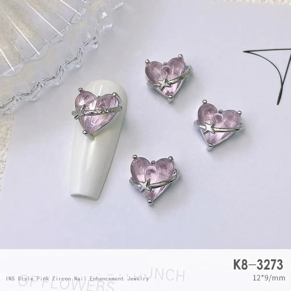 Light Luxury Charms Luxury Nails DIY Nail Charms Japanese Style Pink Jewel Nails Decor Manicure Ornaments Alloy